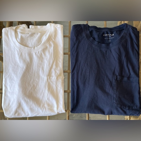 2 Large Everlane T-shirts Navy blue/white - Picture 1 of 3